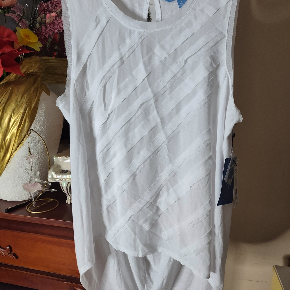 Simply Vera Vera Wang Textured White Tank Top